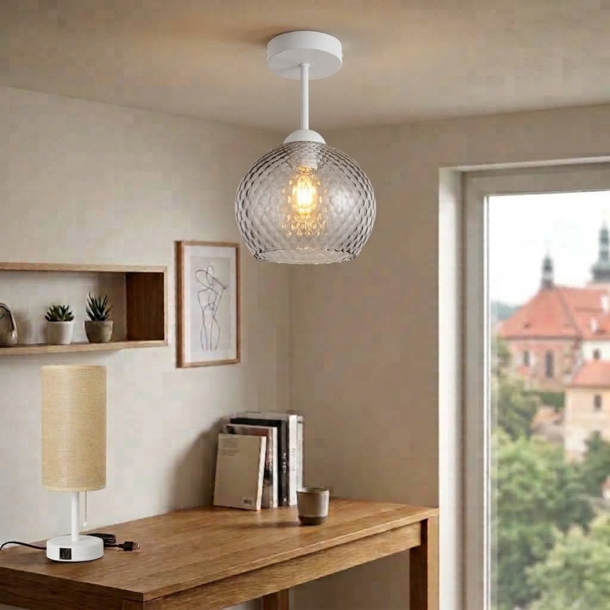 BRILAGI - LED Přisazený lustr RETRO GLASS 1xE27/60W/230V pr. 18 cm bílá/kouřová šedá
