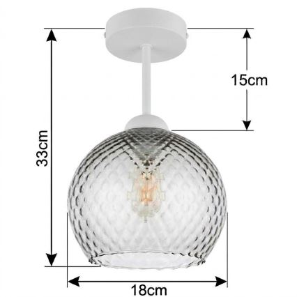 BRILAGI - LED Přisazený lustr RETRO GLASS 1xE27/60W/230V pr. 18 cm bílá/kouřová šedá