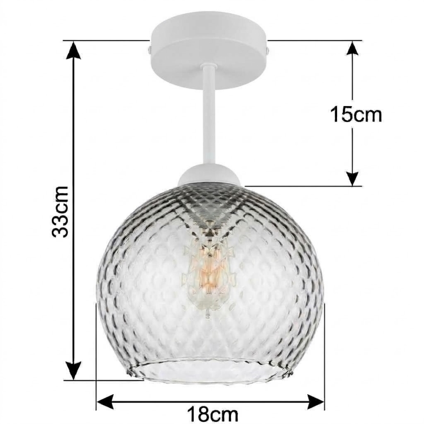 BRILAGI - LED Přisazený lustr RETRO GLASS 1xE27/60W/230V pr. 18 cm bílá/kouřová šedá