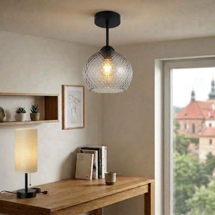 BRILAGI - LED Přisazený lustr RETRO GLASS 1xE27/60W/230V pr. 18 cm černá/kouřová šedá