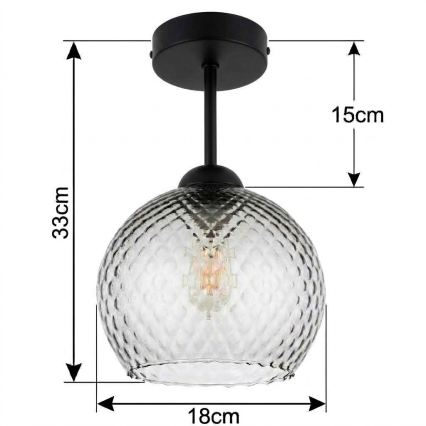 BRILAGI - LED Přisazený lustr RETRO GLASS 1xE27/60W/230V pr. 18 cm černá/kouřová šedá
