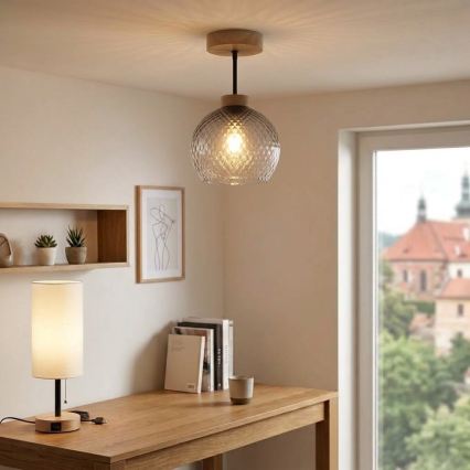BRILAGI - LED Přisazený lustr RETRO GLASS 1xE27/60W/230V pr. 18 cm dub/kouřová šedá