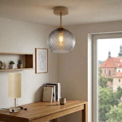 BRILAGI - LED Přisazený lustr RETRO GLASS 1xE27/60W/230V pr. 25 cm béžová/kouřová šedá