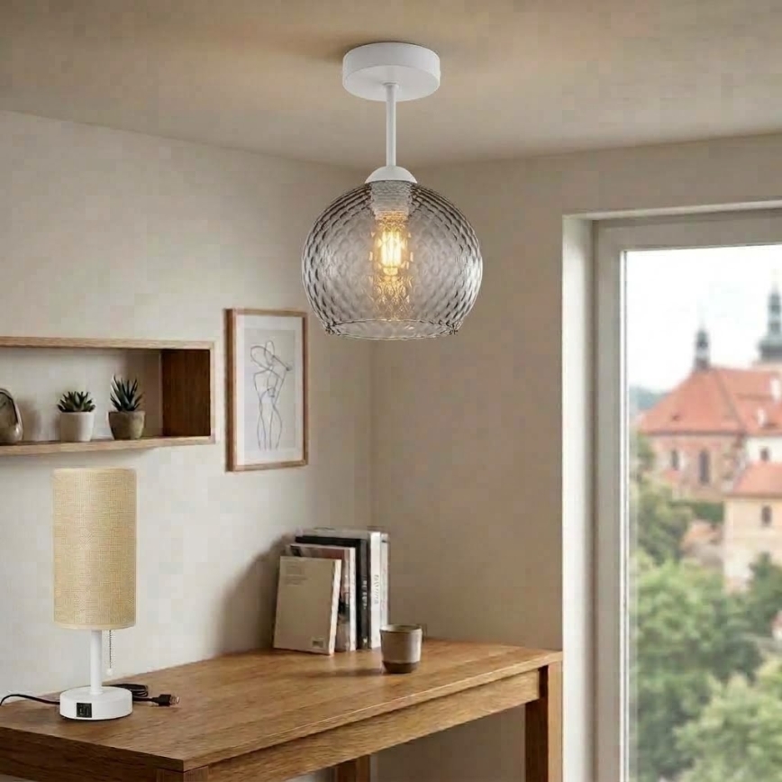 BRILAGI - LED Přisazený lustr RETRO GLASS 1xE27/60W/230V pr. 25 cm bílá/kouřová šedá