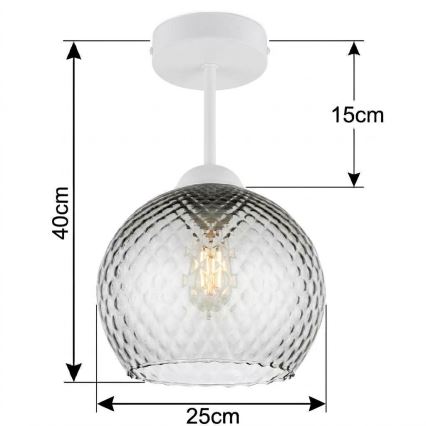 BRILAGI - LED Přisazený lustr RETRO GLASS 1xE27/60W/230V pr. 25 cm bílá/kouřová šedá