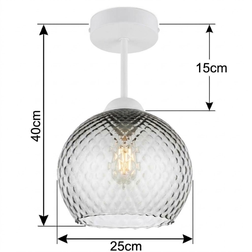 BRILAGI - LED Přisazený lustr RETRO GLASS 1xE27/60W/230V pr. 25 cm bílá/kouřová šedá