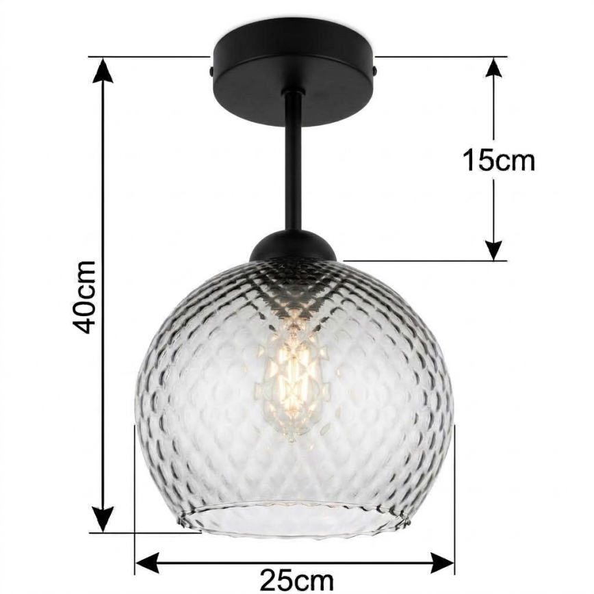 BRILAGI - LED Přisazený lustr RETRO GLASS 1xE27/60W/230V pr. 25 cm černá/kouřová šedá
