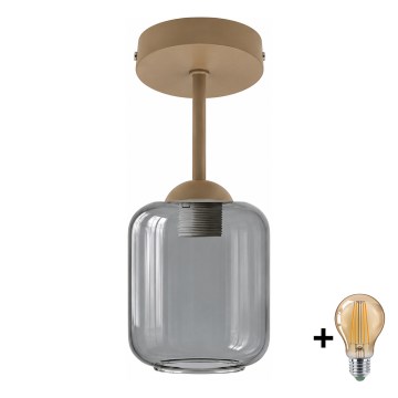 BRILAGI - LED Přisazený lustr RETRO GLASS 1xE27/60W/230V pr. 14 cm béžová/kouřová šedá