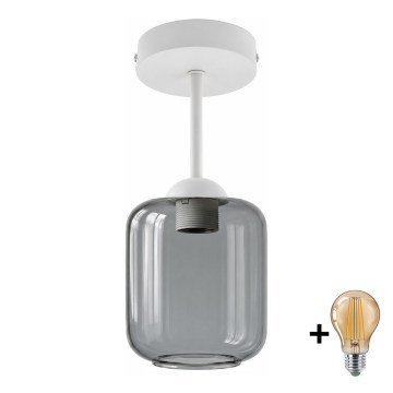 BRILAGI - LED Přisazený lustr RETRO GLASS 1xE27/60W/230V pr. 14 cm bílá/kouřová šedá