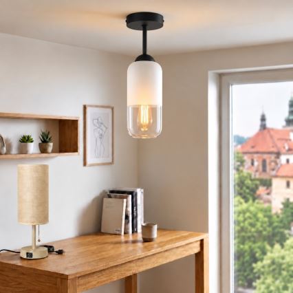 BRILAGI - LED Přisazený lustr RETRO GLASS 1xE27/60W/230V pr. 14 cm černá/bílá