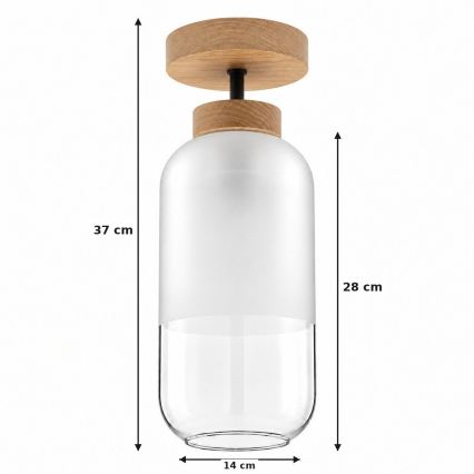 BRILAGI - LED Přisazený lustr RETRO GLASS 1xE27/60W/230V pr. 14 cm dub/bílá