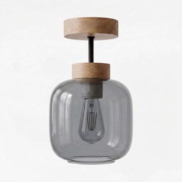 BRILAGI - LED Přisazený lustr RETRO GLASS 1xE27/60W/230V pr. 14 cm dub/kouřová šedá