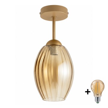 BRILAGI - LED Přisazený lustr RETRO GLASS 1xE27/60W/230V pr. 17 cm béžová/kouřová béžová