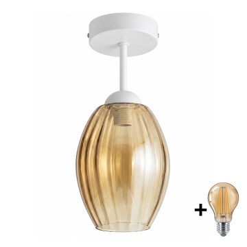 BRILAGI - LED Přisazený lustr RETRO GLASS 1xE27/60W/230V pr. 17 cm bílá/kouřová béžová