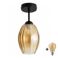 BRILAGI - LED Přisazený lustr RETRO GLASS 1xE27/60W/230V pr. 17 cm černá/kouřová béžová