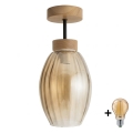 BRILAGI - LED Přisazený lustr RETRO GLASS 1xE27/60W/230V pr. 17 cm dub/kouřová béžová