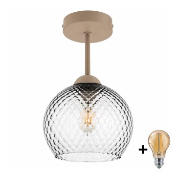BRILAGI - LED Přisazený lustr RETRO GLASS 1xE27/60W/230V pr. 18 cm béžová/kouřová šedá