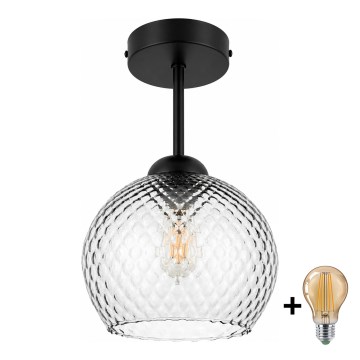 BRILAGI - LED Přisazený lustr RETRO GLASS 1xE27/60W/230V pr. 18 cm černá/kouřová šedá