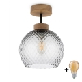 BRILAGI - LED Přisazený lustr RETRO GLASS 1xE27/60W/230V pr. 18 cm dub/kouřová šedá