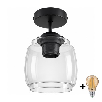 BRILAGI - LED Přisazený lustr RETRO GLASS 1xE27/60W/230V pr. 26 cm černá/kouřová šedá