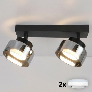 Brilagi - LED RGB+CCT Stmívatelné bodové svítidlo AURA LUX 2xGX53/14W/230V 2700-6500K Wi-Fi Tuya černá/kouřová