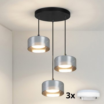 Brilagi - LED RGB+CCT Stmívatelný lustr na lanku AURA LUX 3xGX53/14W/230V 2700-6500K Wi-Fi Tuya černá/kouřová
