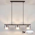 Brilagi - LED RGB+CCT Stmívatelný lustr na lanku AURA LUX 3xGX53/14W/230V 2700-6500K Wi-Fi Tuya černá/kouřová