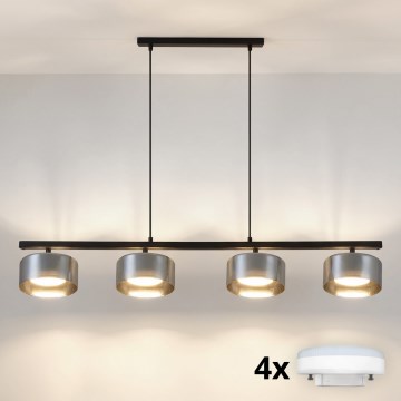 Brilagi - LED RGB+CCT Stmívatelný lustr na lanku AURA LUX 4xGX53/14W/230V 2700-6500K Wi-Fi Tuya černá/kouřová