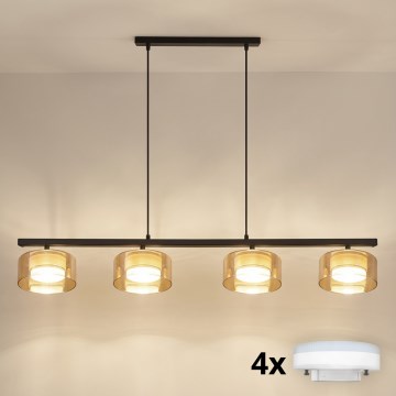 Brilagi - LED RGB+CCT Stmívatelný lustr na lanku AURA LUX 4xGX53/14W/230V 2700-6500K Wi-Fi Tuya černá/zlatá