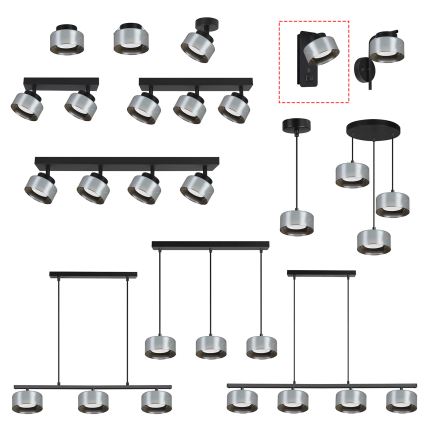 Brilagi - LED RGB+CCT Stmívatelná nástěnná lampa s USB portem AURA LUX 1xGX53/14W/230V 2700-6500K Wi-Fi Tuya černá/kouřová