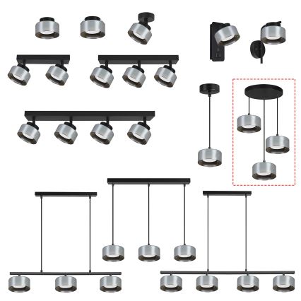 Brilagi - LED RGB+CCT Stmívatelný lustr na lanku AURA LUX 3xGX53/14W/230V 2700-6500K Wi-Fi Tuya černá/kouřová