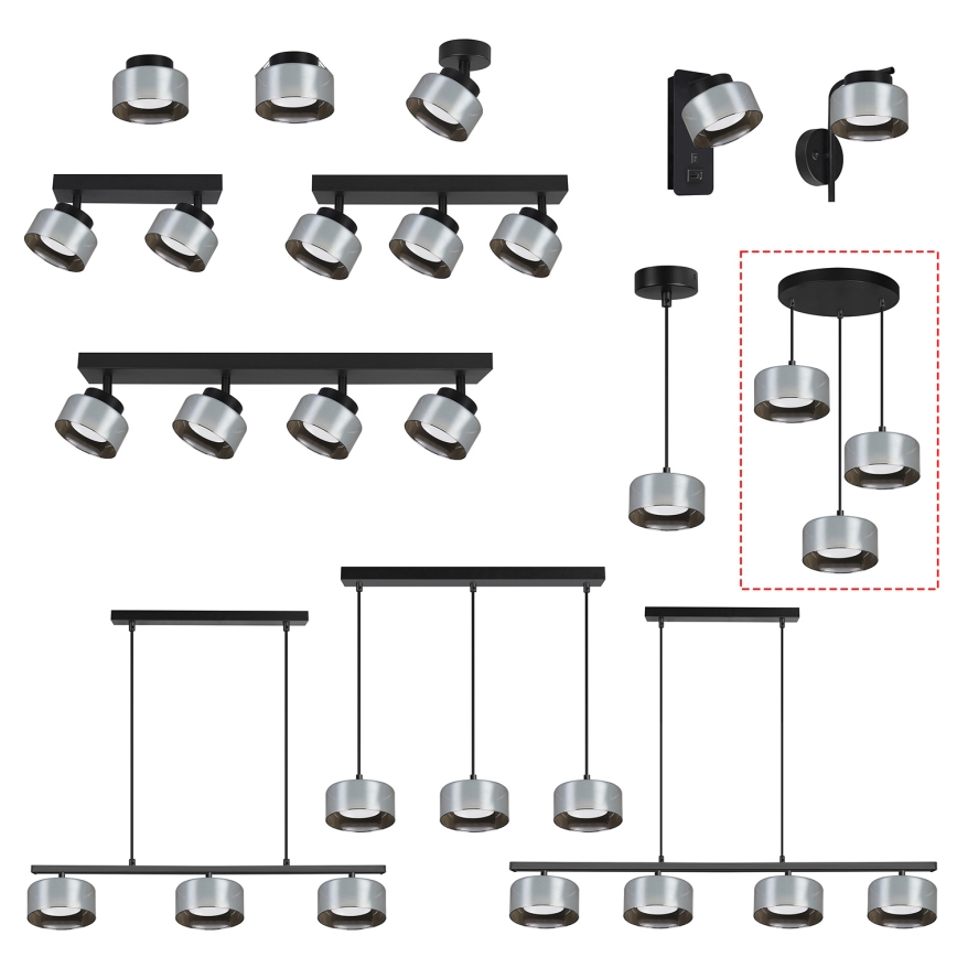 Brilagi - LED RGB+CCT Stmívatelný lustr na lanku AURA LUX 3xGX53/14W/230V 2700-6500K Wi-Fi Tuya černá/kouřová