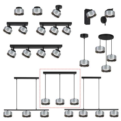 Brilagi - LED RGB+CCT Stmívatelný lustr na lanku AURA LUX 3xGX53/14W/230V 2700-6500K Wi-Fi Tuya černá/kouřová