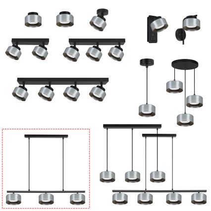 Brilagi - LED RGB+CCT Stmívatelný lustr na lanku AURA LUX 3xGX53/14W/230V 2700-6500K Wi-Fi Tuya černá/kouřová