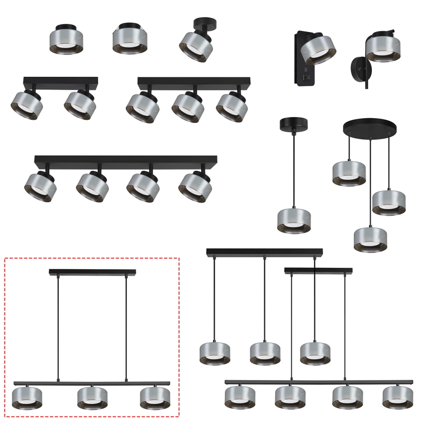 Brilagi - LED RGB+CCT Stmívatelný lustr na lanku AURA LUX 3xGX53/14W/230V 2700-6500K Wi-Fi Tuya černá/kouřová