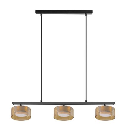 Brilagi - LED RGB+CCT Stmívatelný lustr na lanku AURA LUX 3xGX53/14W/230V 2700-6500K Wi-Fi Tuya černá/zlatá