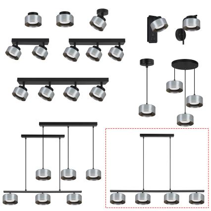 Brilagi - LED RGB+CCT Stmívatelný lustr na lanku AURA LUX 4xGX53/14W/230V 2700-6500K Wi-Fi Tuya černá/kouřová