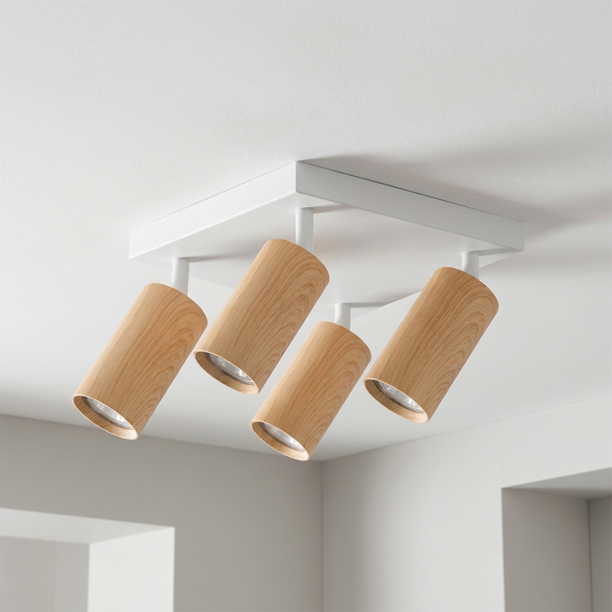 Brilagi - LED RGBW Stmívatelné bodové svítidlo SELE SQUARE 4xGU10/6,5W/230V 2700-6500K bílá/dekor dubu