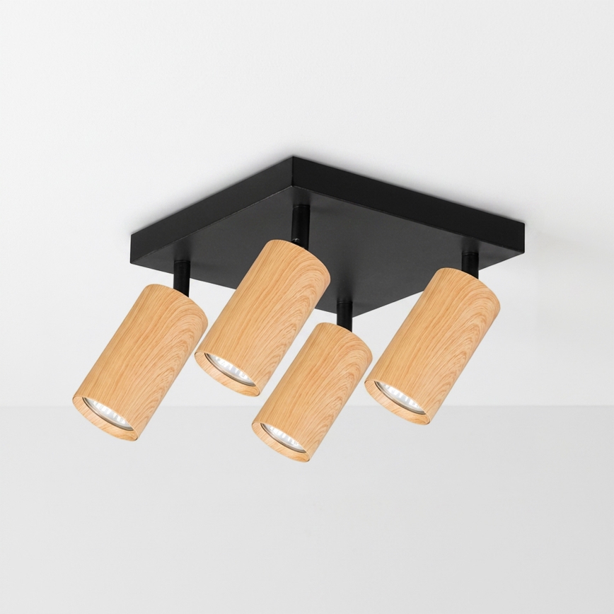 Brilagi - LED RGBW Stmívatelné bodové svítidlo SELE SQUARE 4xGU10/6,5W/230V 2700-6500K černá/dekor dubu