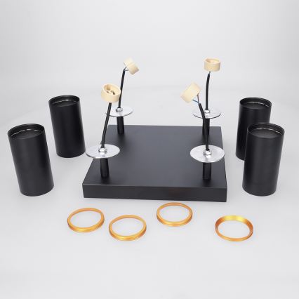 Brilagi - LED RGBW Stmívatelné bodové svítidlo SELE SQUARE 4xGU10/6,5W/230V 2700-6500K černá/zlatá