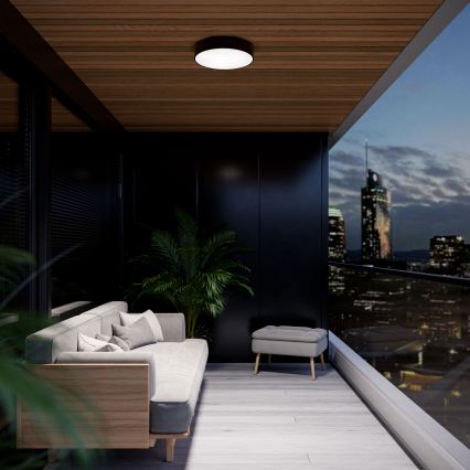 Brilagi - LED RGBW Stmívatelné koupelnové stropní svítidlo CLARE 2xE27/9W/230V 2700-6500K pr. 30 cm IP54 Wi-Fi černá