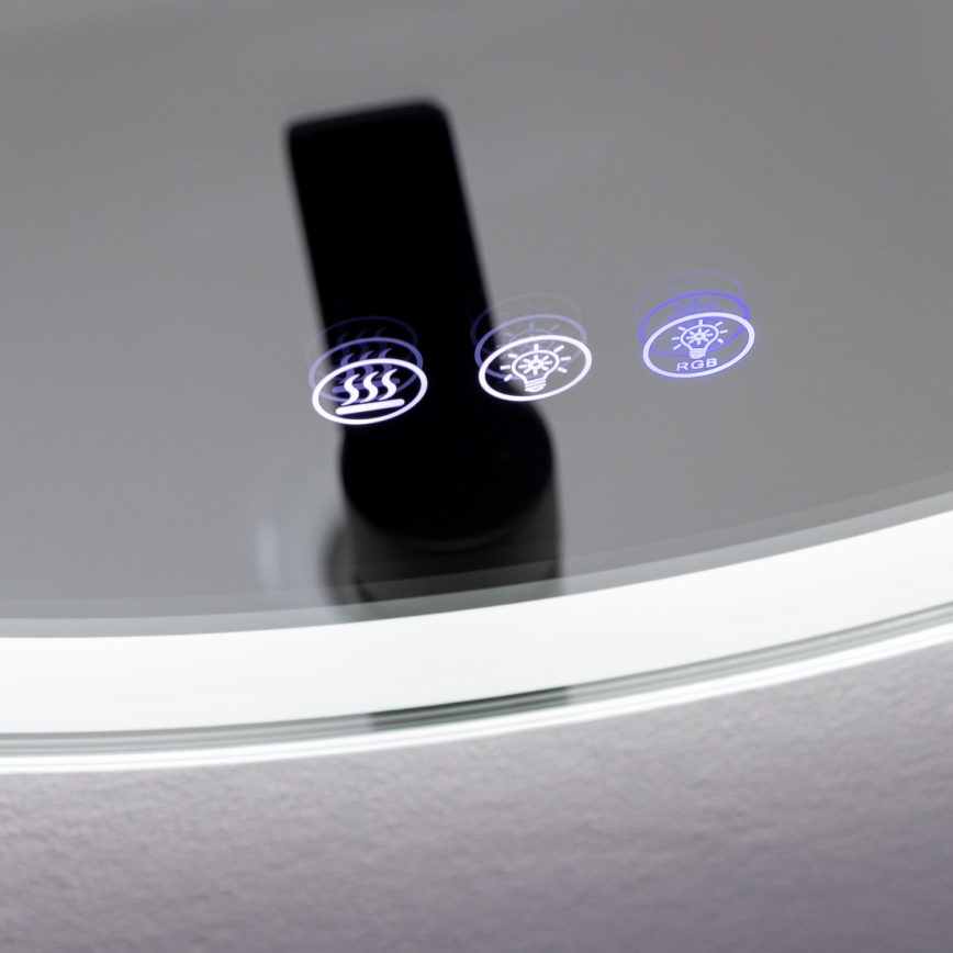 Brilagi - LED RGBW Koupelnové vyhřívané zrcadlo AVA PRO LED/18W/230V pr. 60 cm IP44 CRI 90 stmívatelné + CCT