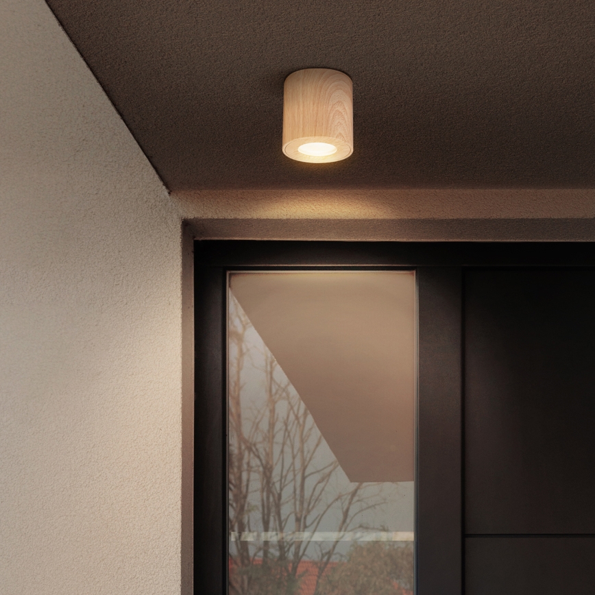 Brilagi - LED RGBW Stmívatelné koupelnové svítidlo MIA 1xGU10/30W/230V 2700-6500K Wi-Fi 84x80 mm dekor dubu IP44