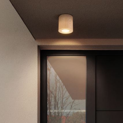 Brilagi - LED RGBW Stmívatelné koupelnové svítidlo MIA 1xGU10/4,8W/230V 3000K 84x80 mm dekor dubu IP44 + dálkové ovládání