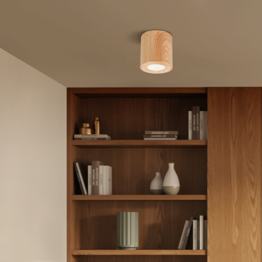 Brilagi - LED RGBW Stmívatelné koupelnové svítidlo MIA 1xGU10/6W/230V 3000K 84x80 mm dekor dubu IP44 + dálkové ovládání