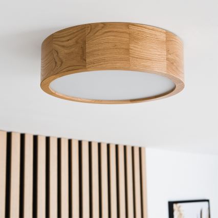 Brilagi - LED RGBW Stmívatelné stropní svítidlo CARVALHO 1xE27/9W/230V 2700-6500K Wi-Fi dub pr. 27,5 cm