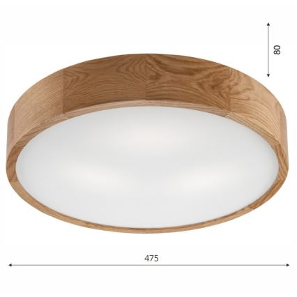 Brilagi - LED RGBW Stmívatelné stropní svítidlo CARVALHO 3xE27/9W/230V 2700-6500K Wi-Fi dub pr. 47,5 cm