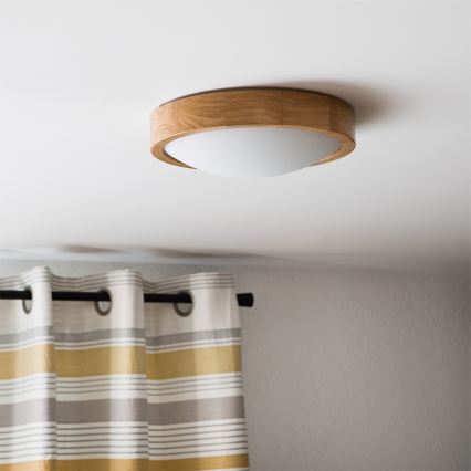BRILAGI - LED RGBW Stmívatelné stropní svítidlo CARVALHO SLIM 1xE27/12W/230V 2700-6500K dub pr. 27 cm
