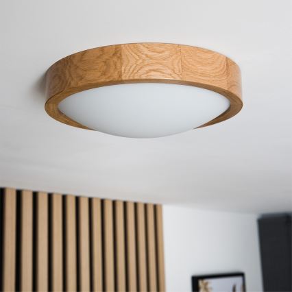 BRILAGI - LED RGBW Stmívatelné stropní svítidlo CARVALHO SLIM 1xE27/12W/230V 2700-6500K dub pr. 27 cm