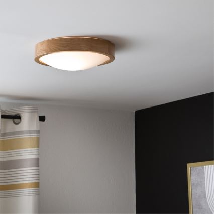 Brilagi - LED RGBW Stmívatelné stropní svítidlo CARVALHO SLIM 1xE27/9W/230V 2700-6500K Wi-Fi dub pr. 27 cm